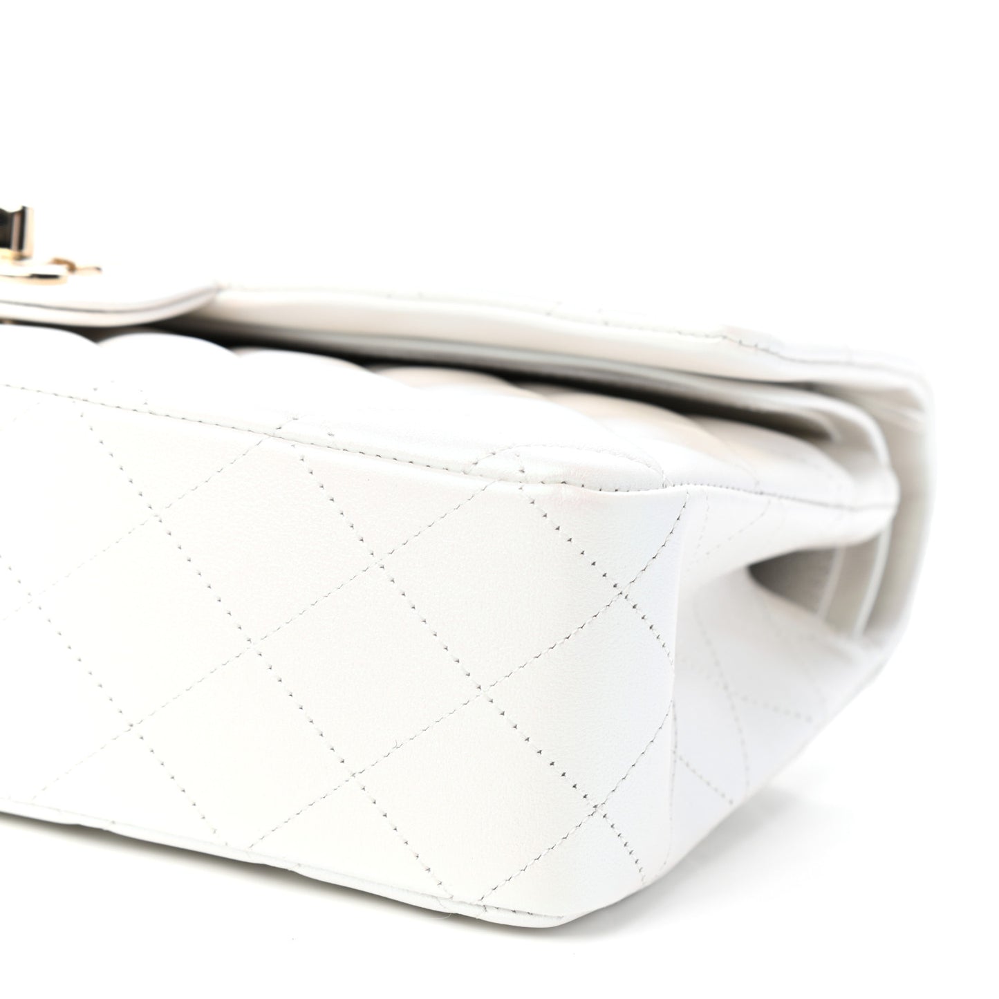 Iridescent Calfskin Quilted Medium Double Flap White