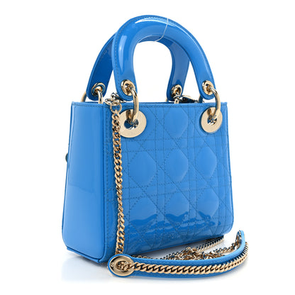 Christian Dior Patent Cannage Mini Lady Dior Blue 3 of 9