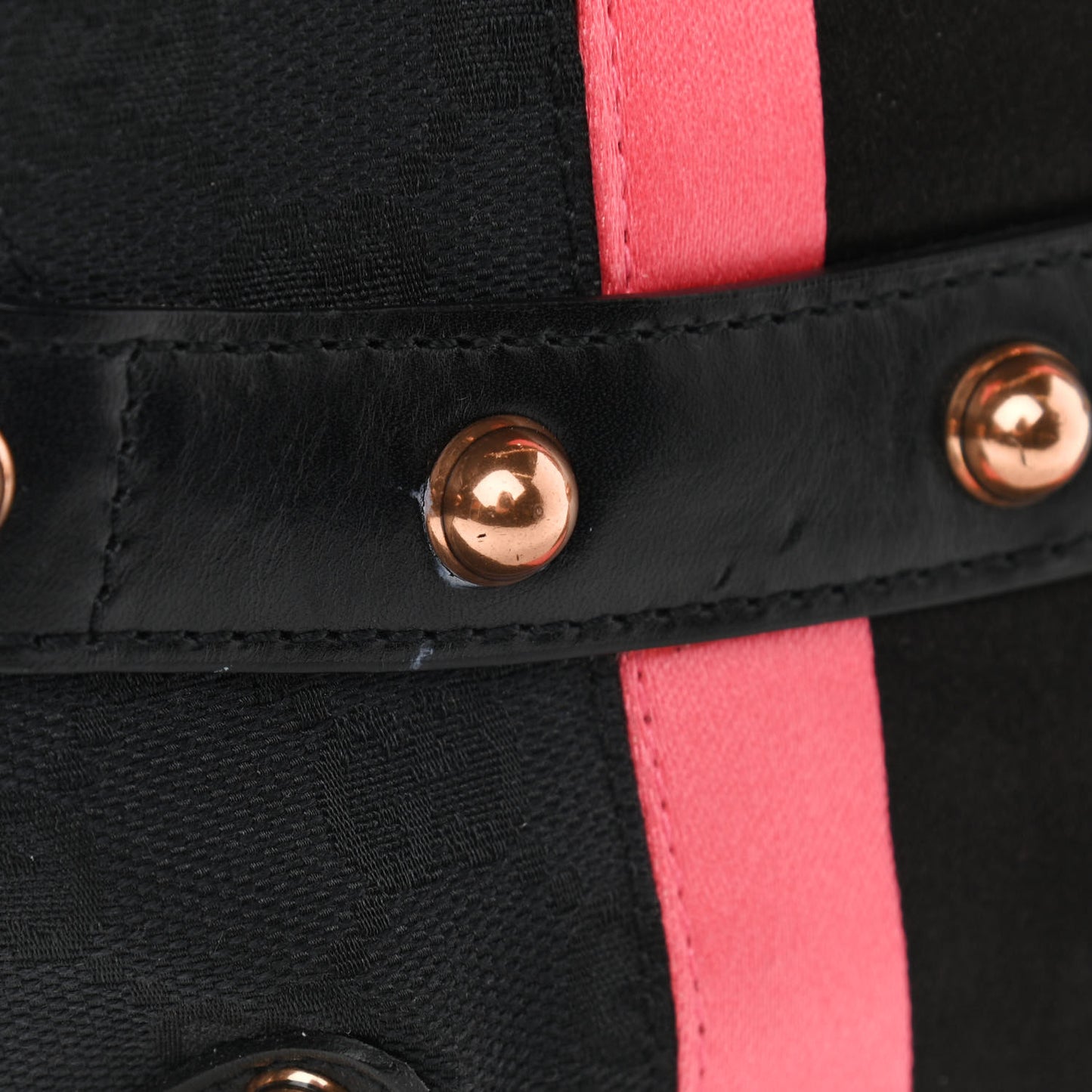 Monogram Horsebit Web Flap Bag Black Pink