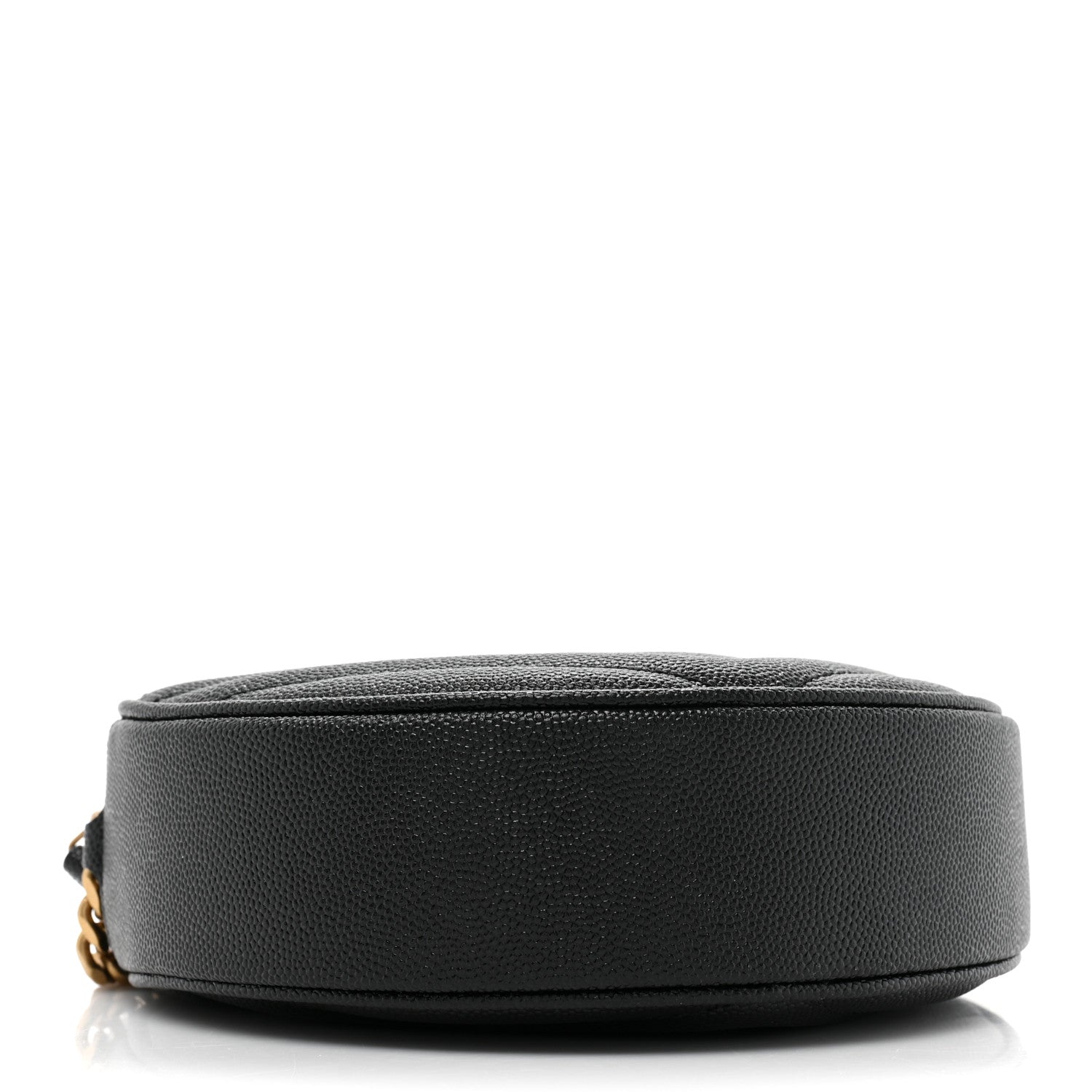 Saint Laurent Grain De Poudre Matelasse Chevron Quilted Round Vinyle Camera Bag Black 4 of 11