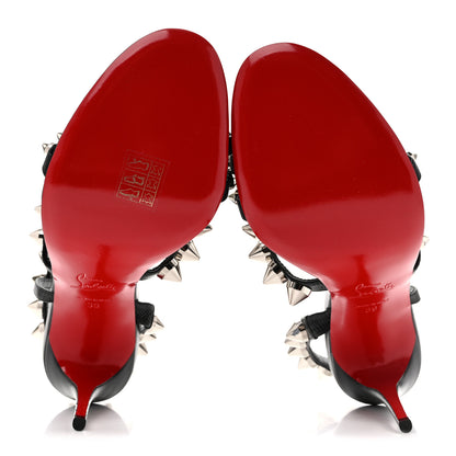 Christian Louboutin Calfskin Spikita Slingback 100 Stiletto Pumps 39 Black Silver 6 of 9