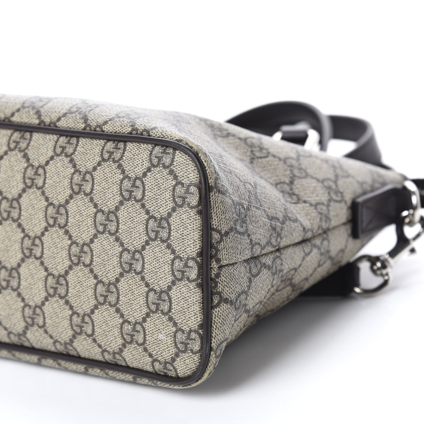 GG Supreme Monogram Small Zippered Tote Dark Brown