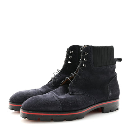 Christian Louboutin Crosta Wax Mens Citycroc 20 Lace up Ankle Boots 40.5 Navy 4 of 8