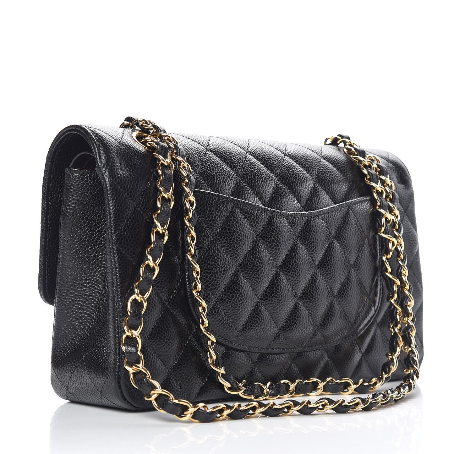 Caviar Quilted Medium Double Flap Black