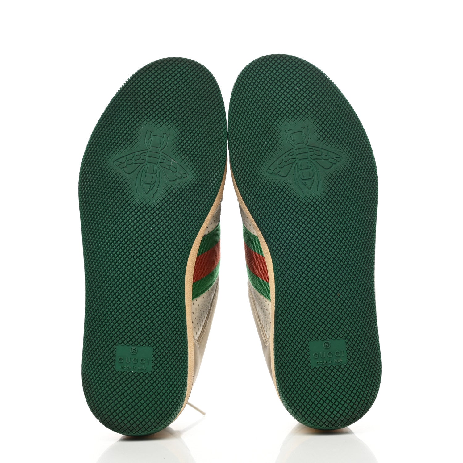 Gucci Nubuck Web Cherries Womens Screener Sneakers 36 Dusty Milk White Vintage Green 5 of 9