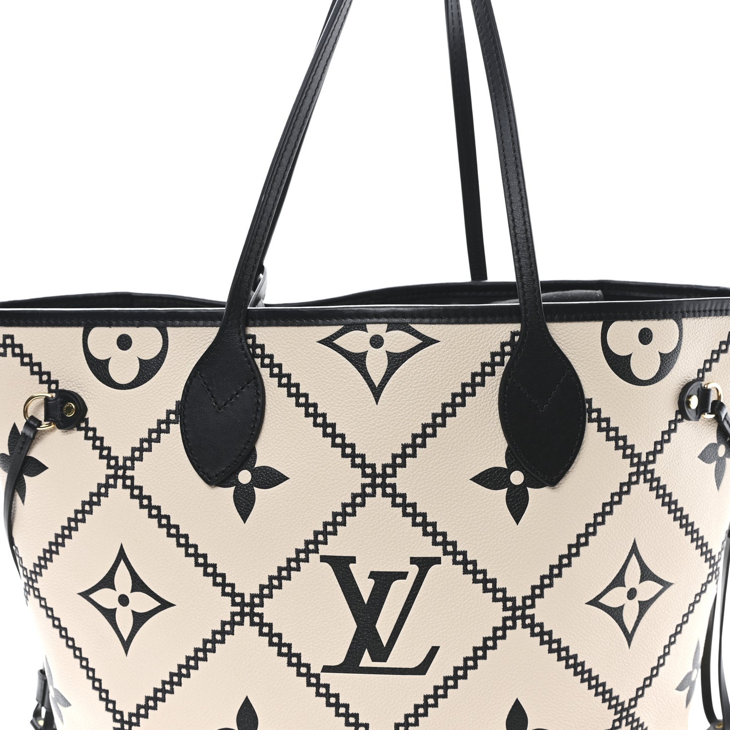 Empreinte Monogram Giant Broderies Neverfull MM Cream Black