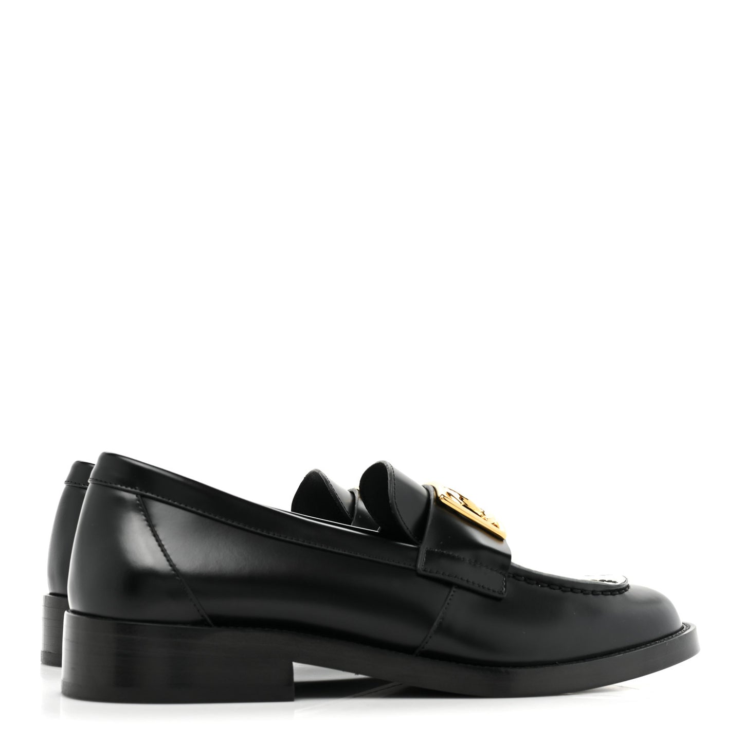 Shiny Calfskin CC Loafers Black White 38 Black White