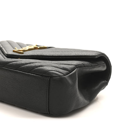 Saint Laurent Sheepskin Matelasse Chevron Monogram Medium College Bag Black 10 of 10