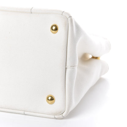 Prada Canapa Small Logo Tote Bianco Blue 7 of 10
