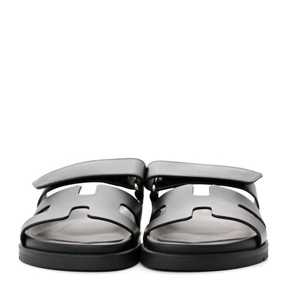 Hermes Calfskin Womens Chypre Sandals 35.5 Black 2 of 8
