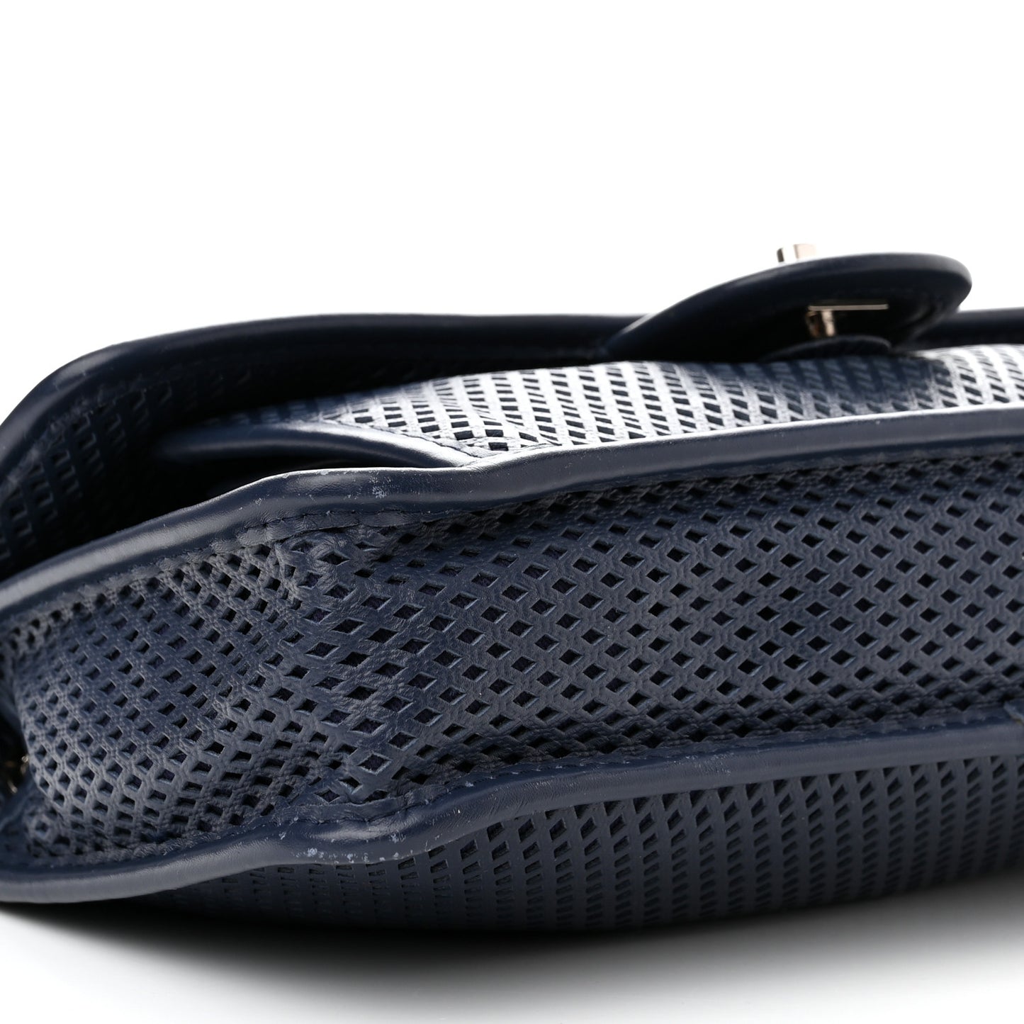 Perforated Calfskin Large Up In The Air Flap Dark Blue