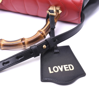 Gucci Calfskin Bamboo Trapuntata Queen Margaret Top Handle Bag Blue Agata Hibiscus Red Mystic White Sugar Pink 11 of 20