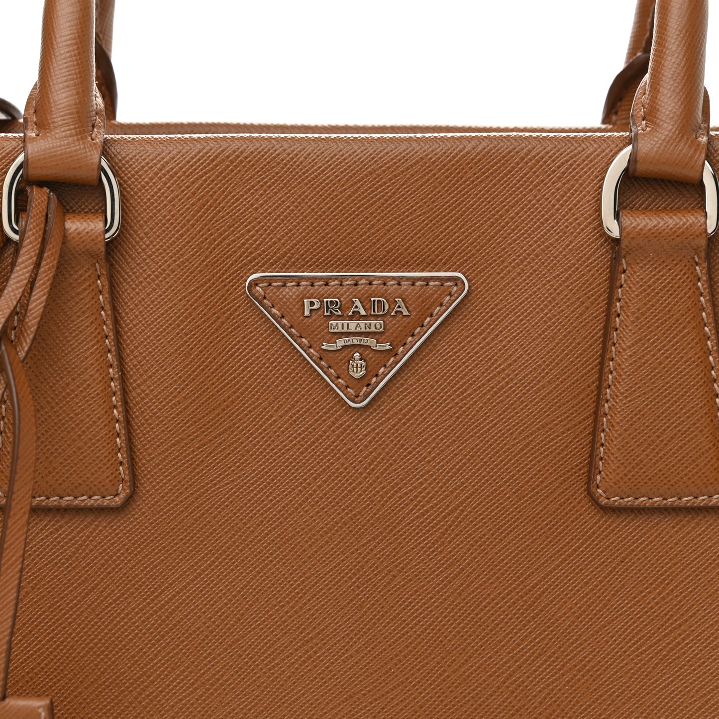 Saffiano Lux Double Handle Shopping Tote Caramel