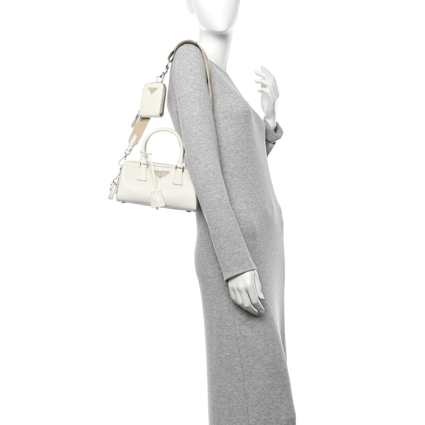 Saffiano Lux Top Handle Crossbody Bag White