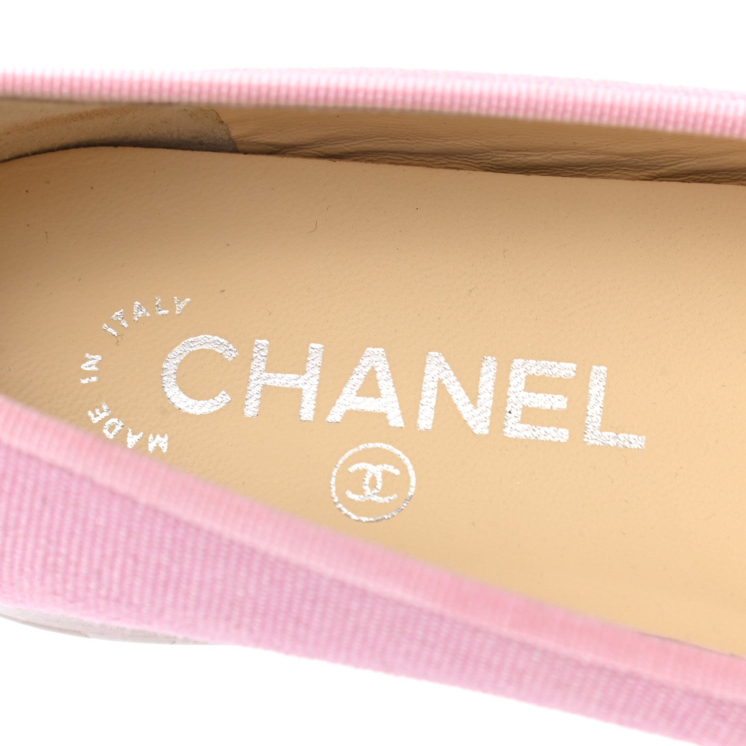 Chanel Iridescent Fabric Lambskin Cap Toe Ballerina Flats 36 Pink Light Grey 7 of 9