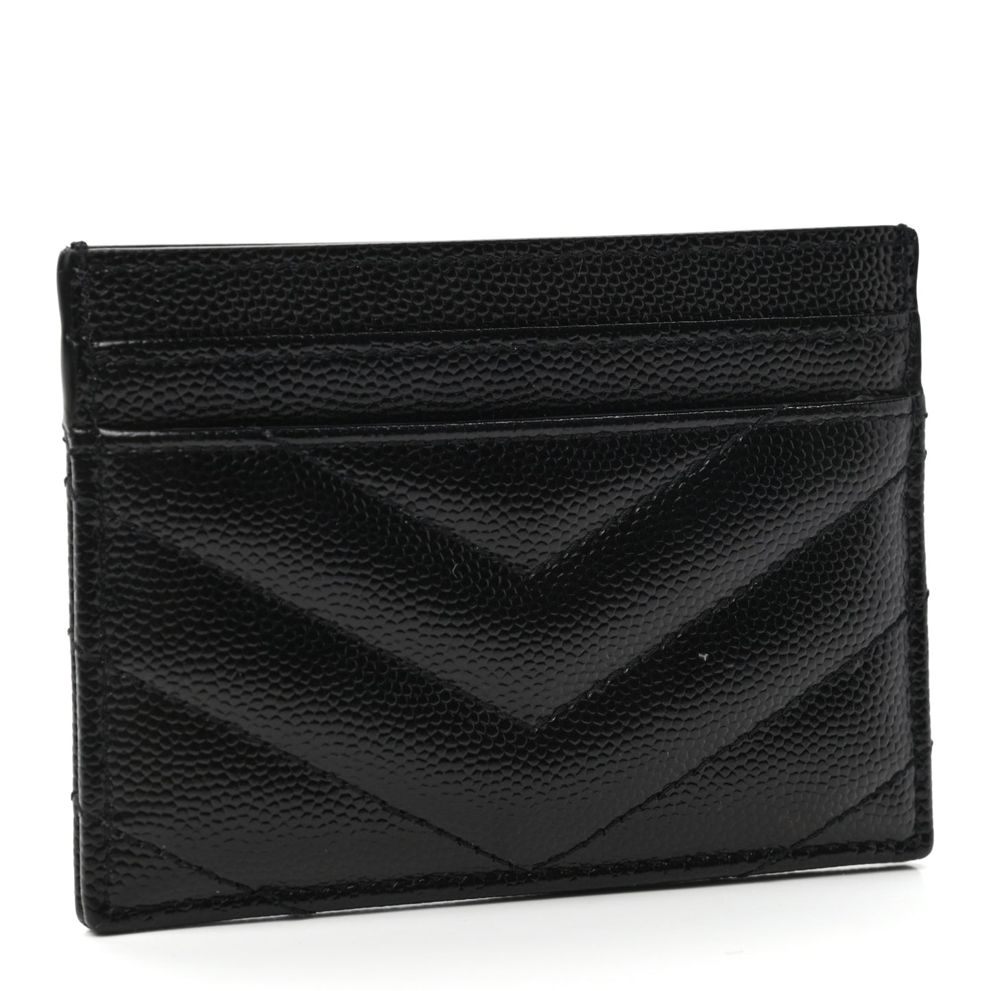 Grain De Poudre Matelasse Chevron Monogram Credit Card Case Black