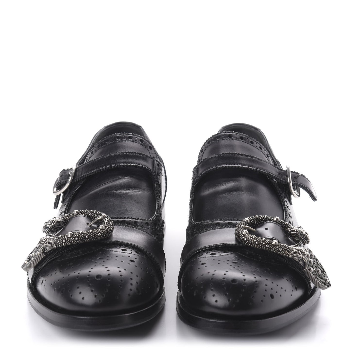 Calfskin Bee Embroidered Mens Queercore Brogue Wingtip Monk Strap Loafers 9 Black