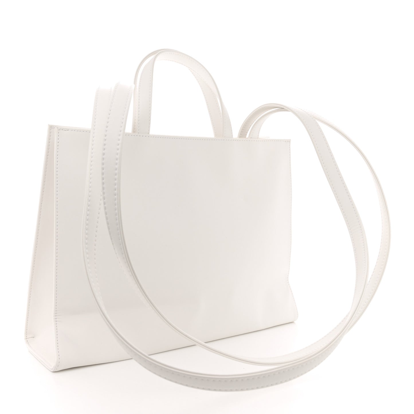 Vegan Leather Medium Shopping Bag White
