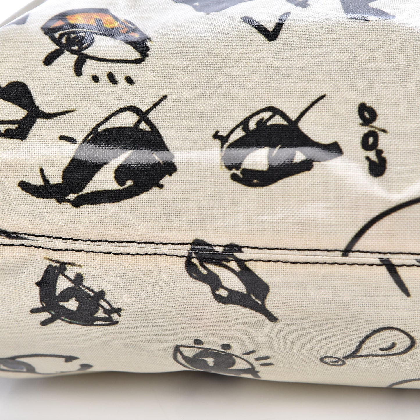 Canvas Face Printed Shopper Tote Black White