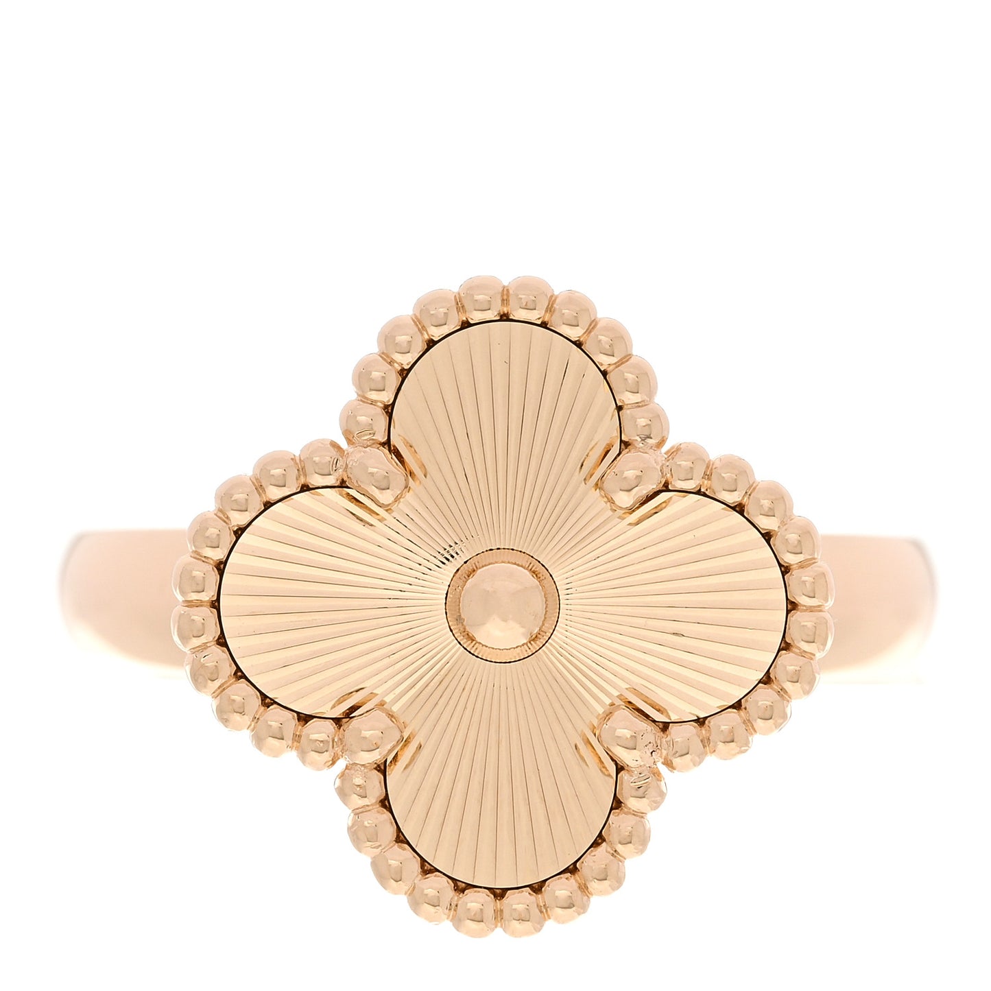 18K Yellow Gold Guilloche Vintage Alhambra Ring 52 6