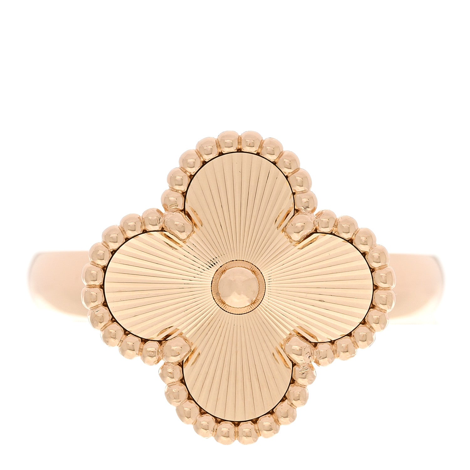 Van Cleef & Arpels 18K Yellow Gold Guilloche Vintage Alhambra Ring 52 6 1 of 6