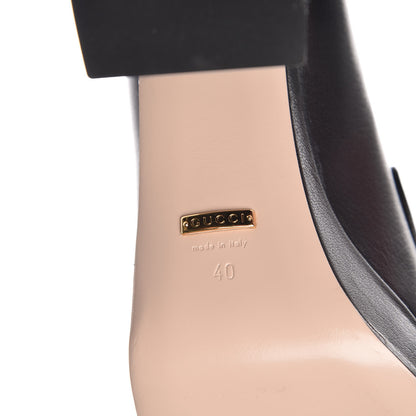 Gucci Goatskin Houdan Mid Heel Platform Loafers 40 Black 6 of 9