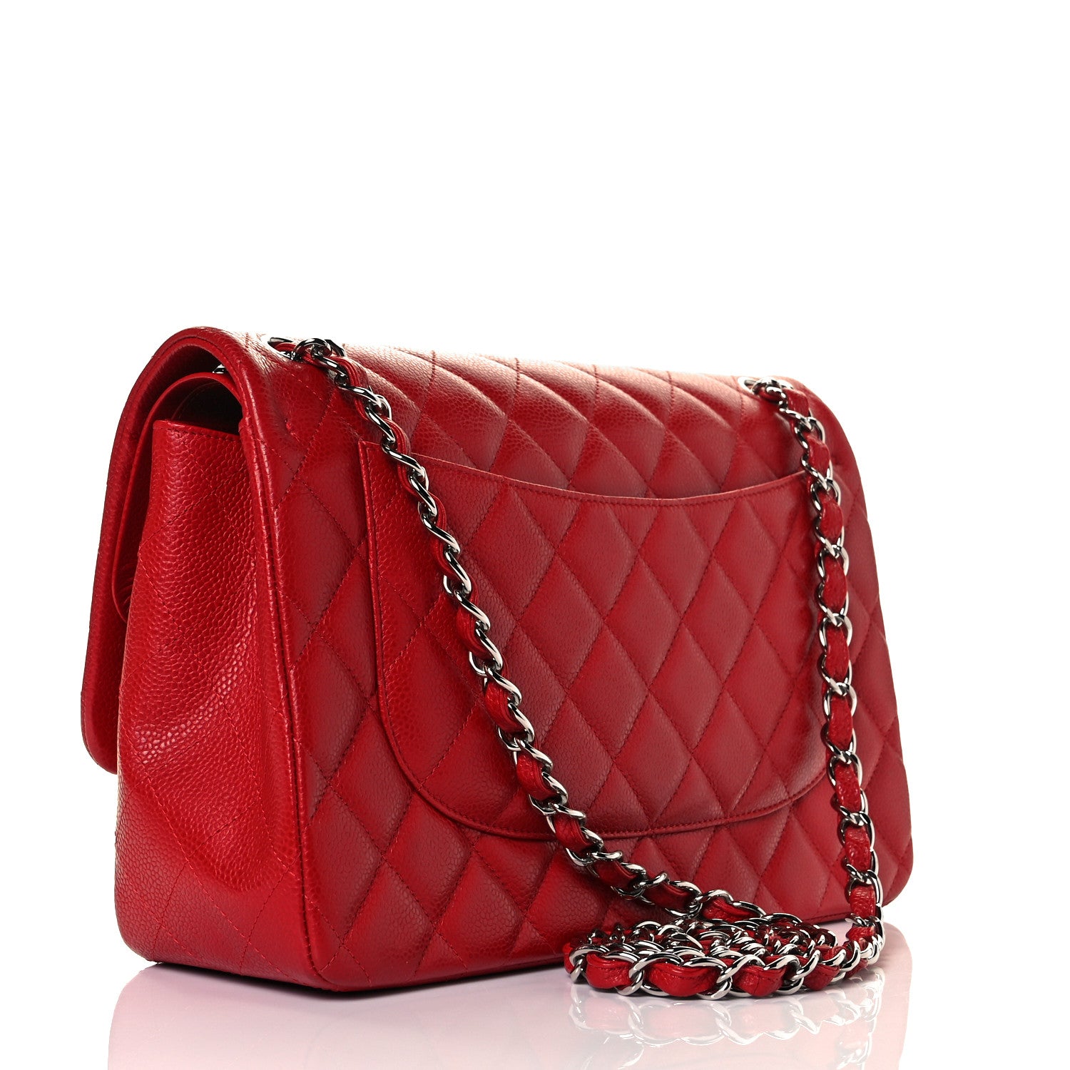 Chanel Caviar Quilted Jumbo Double Flap Red 3 of 11