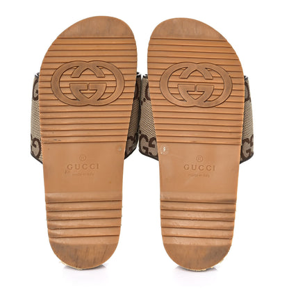 Gucci Monogram Jumbo GG Mens Slide Sandals 9 Camel Ebony 5 of 15