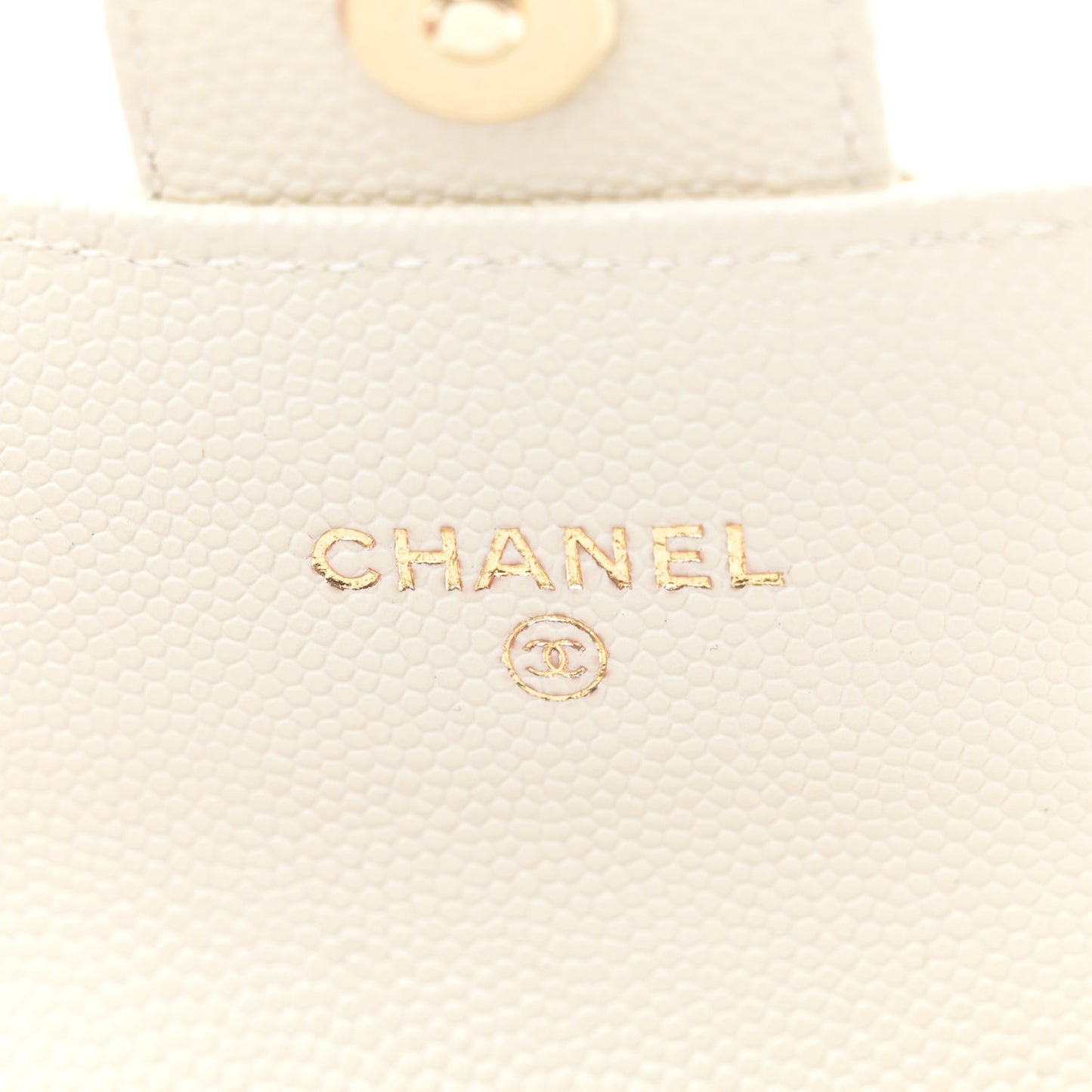 Caviar Quilted Mini Clutch With Chain White