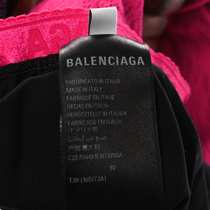 Balenciaga Lace Jersey Pantaleggings Pointed Toe Knife Thigh High Boots 39 Black Pink 9 of 10