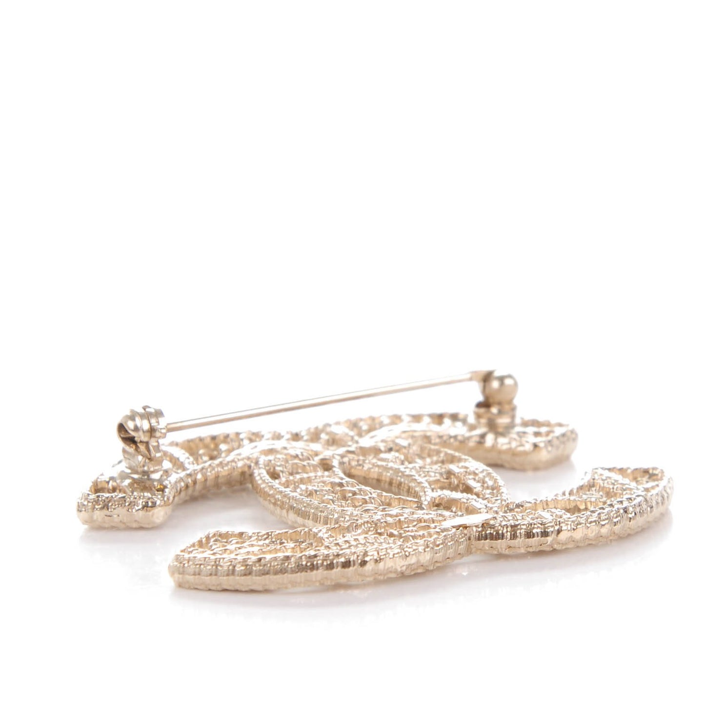 Chain CC Brooch Pin Light Gold