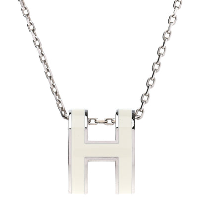 Hermes Lacquered Palladium Pop H Pendant Necklace White 4 of 7