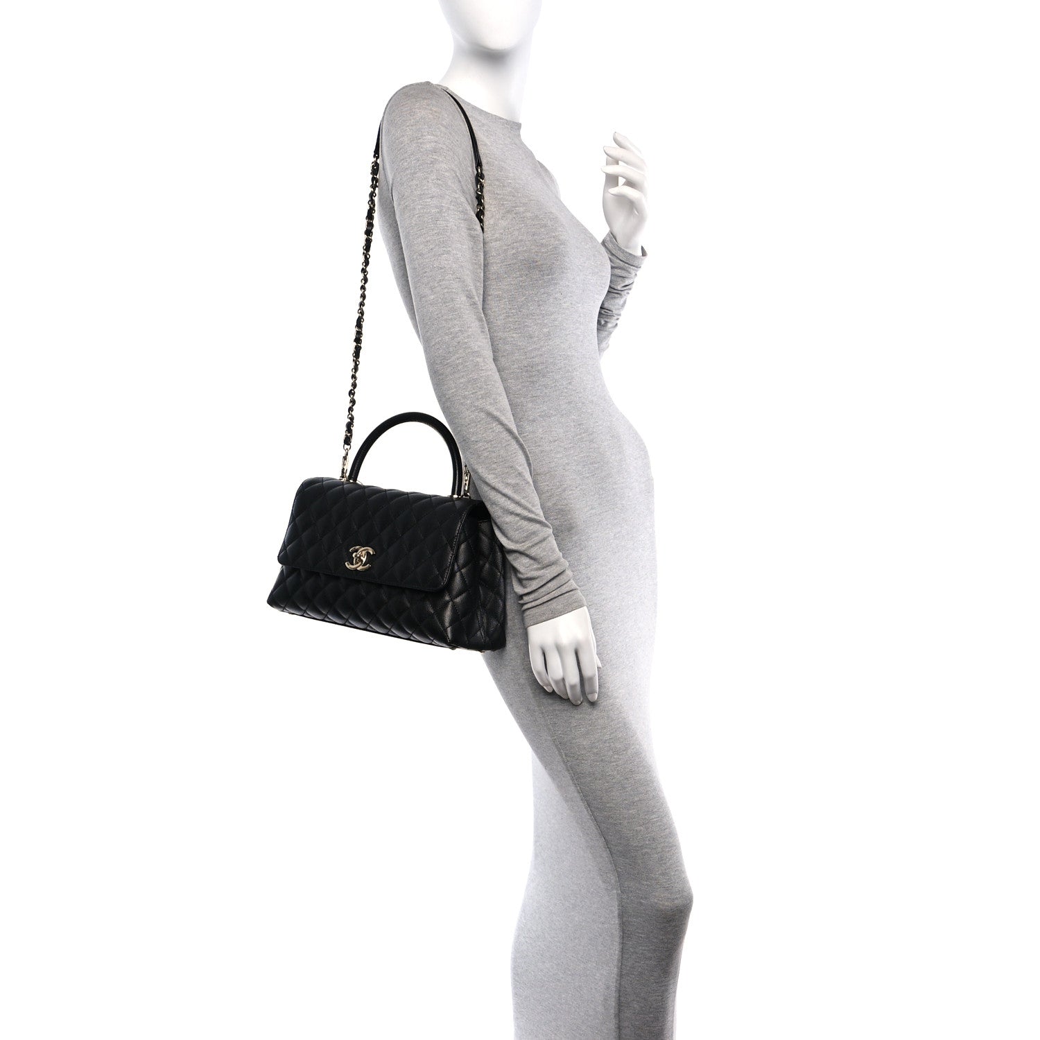 Chanel Caviar Lizard Quilted Small Coco Handle Flap Black 2 of 11
