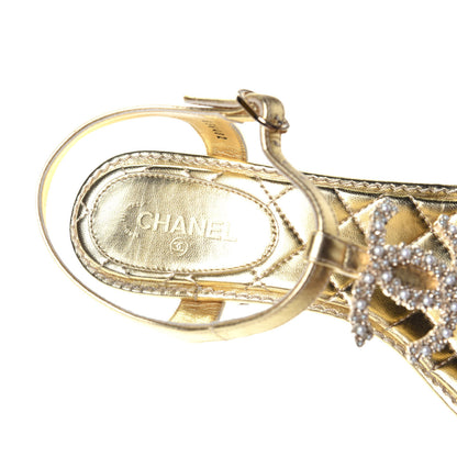 Chanel Goatskin Fantasy CC Pearl Thong Sandals 37 Gold 7 of 9