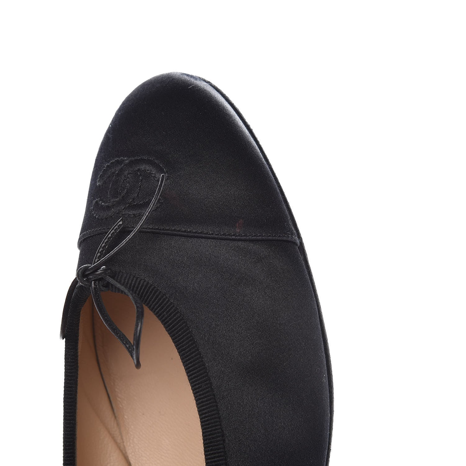 Chanel Satin Patent Cap Toe Ballerina Flats 39.5 Black 8 of 13