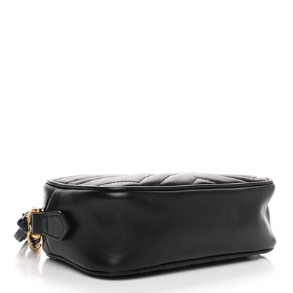 Gucci Calfskin Matelasse Mini GG Marmont Chain Shoulder Bag Black 3 of 4