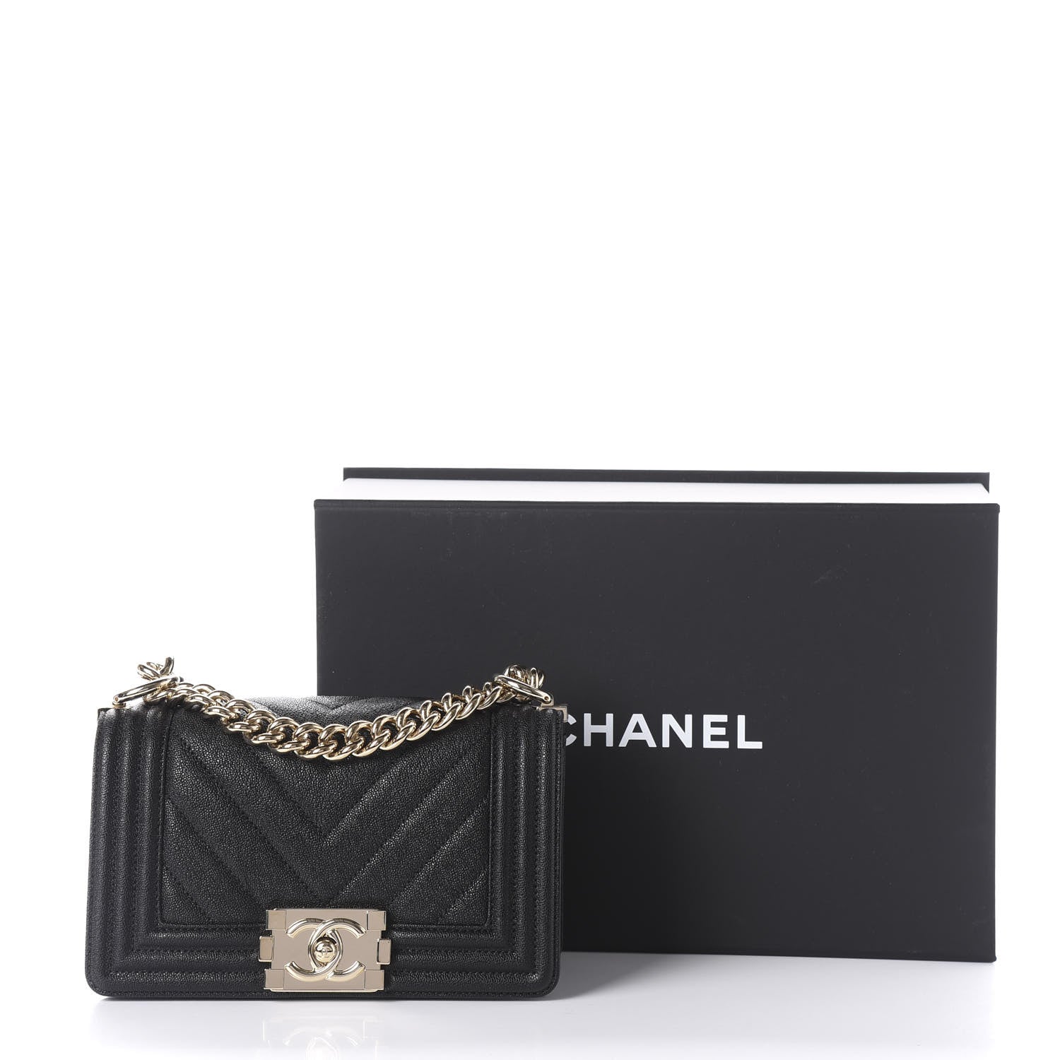 Chanel Iridescent Caviar Chevron Quilted Small Boy Flap Black 8 of 10