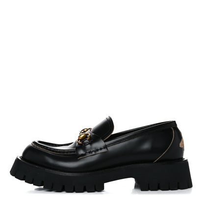 Gucci Cordovan Lux Womens Harald Horsebit 25mm Platform Loafers 38 Black 1 of 19