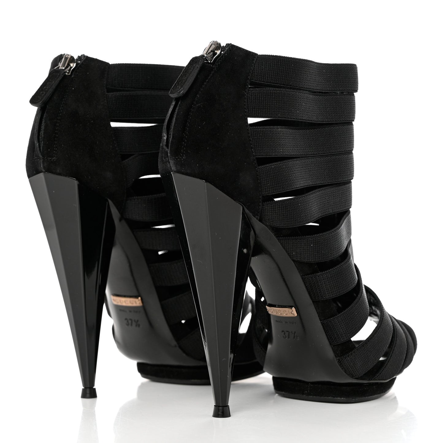 Nappa Elastic Moony Kid Heeled Sandals 37.5 Black