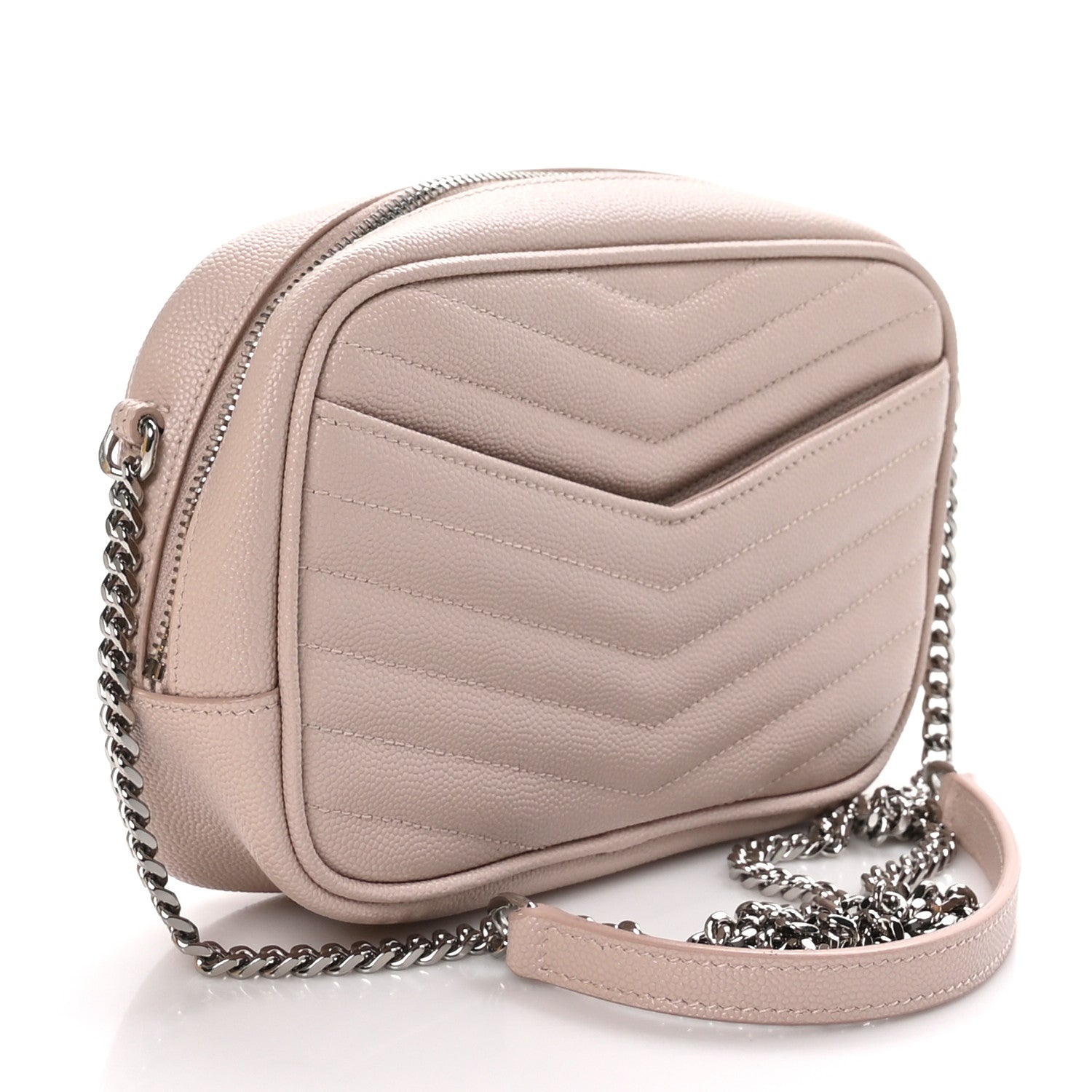 Saint Laurent Grain De Poudre Matelasse Monogram Mini Lou Camera Bag Marble Pink 3 of 10