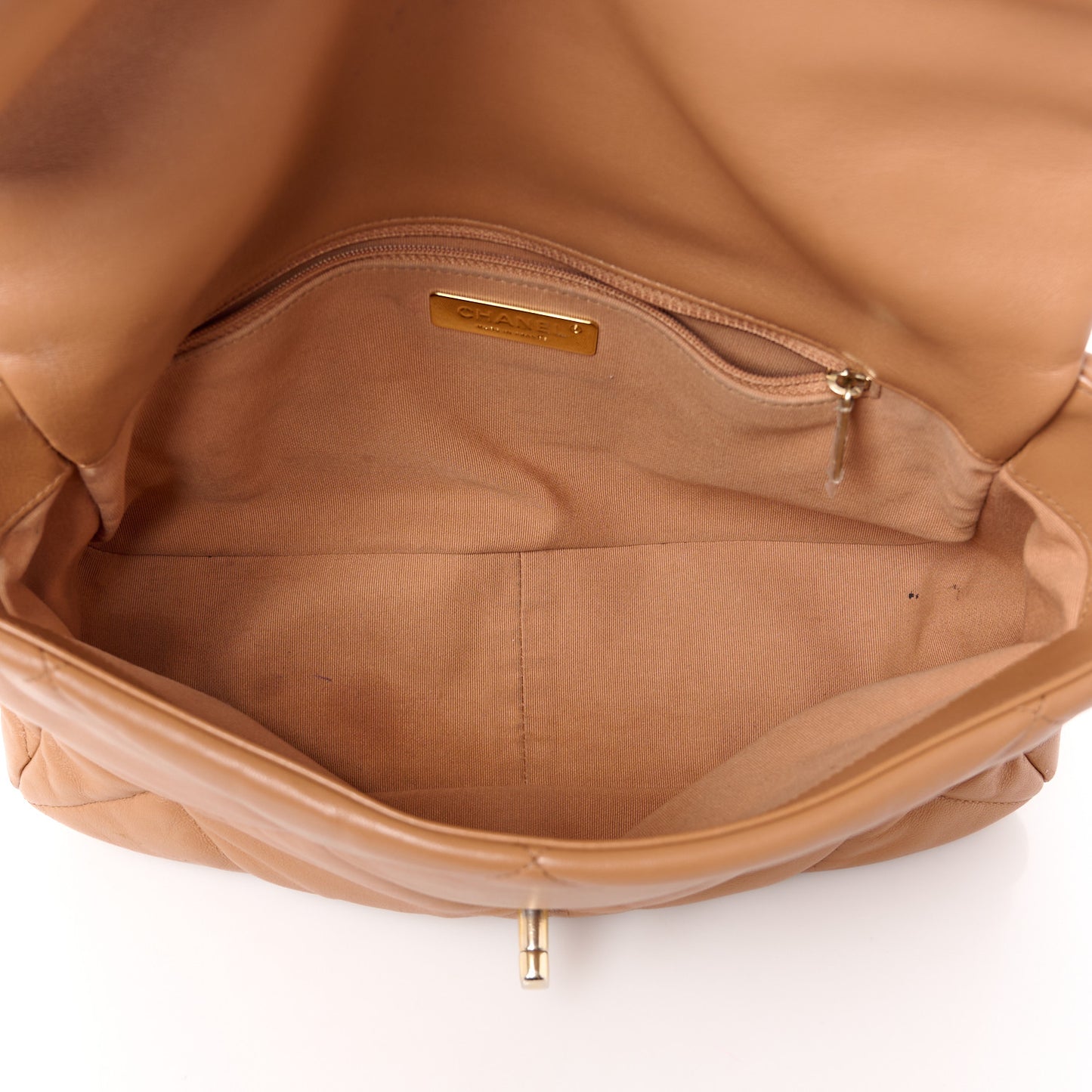 Lambskin Quilted Large Chanel 19 Flap Brown