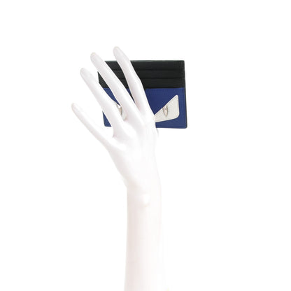 Fendi Vitello Elite Flamingo Lightning Monster Eyes Card Holder Blue Neon White 2 of 8