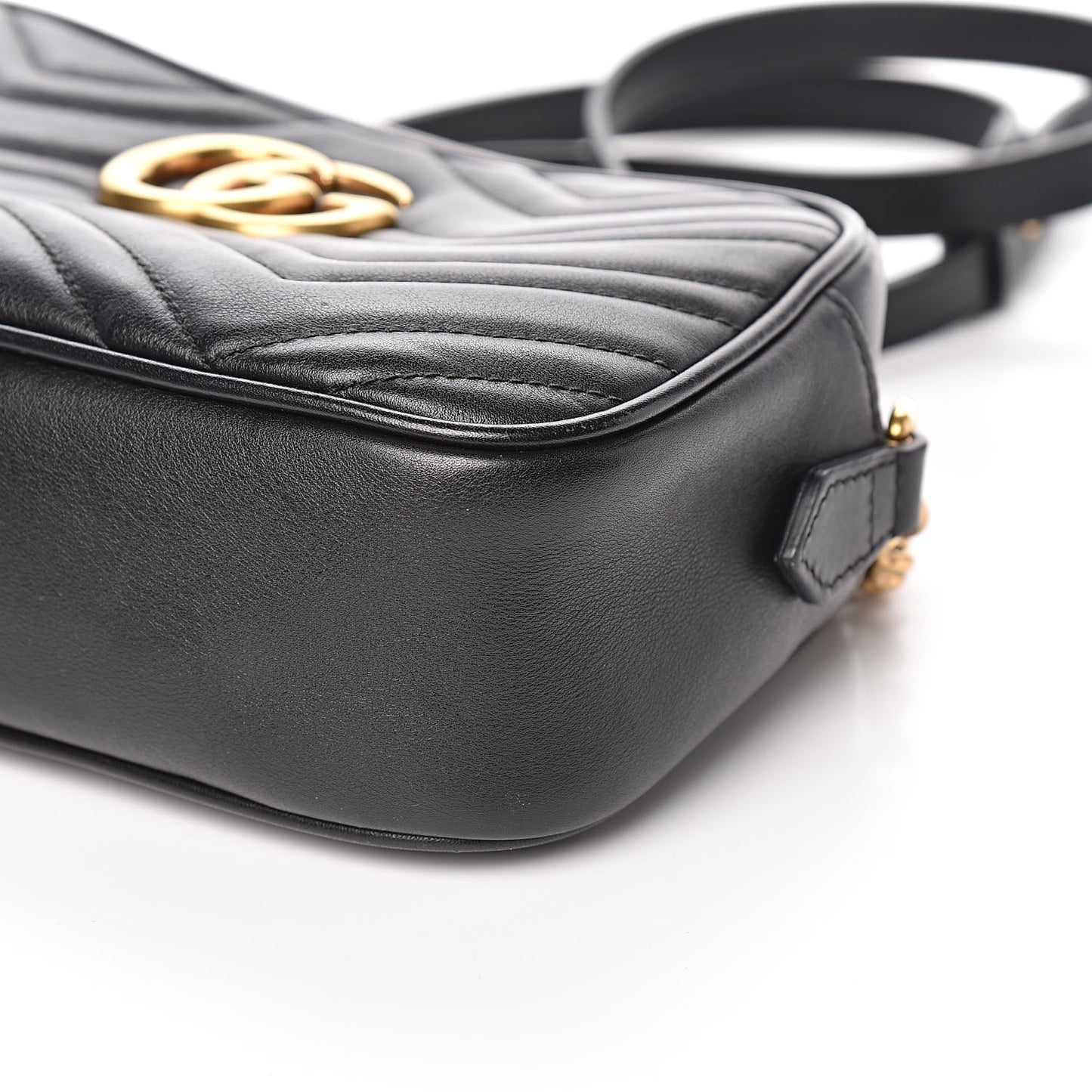 Calfskin Matelasse Small GG Marmont Chain Shoulder Bag Black