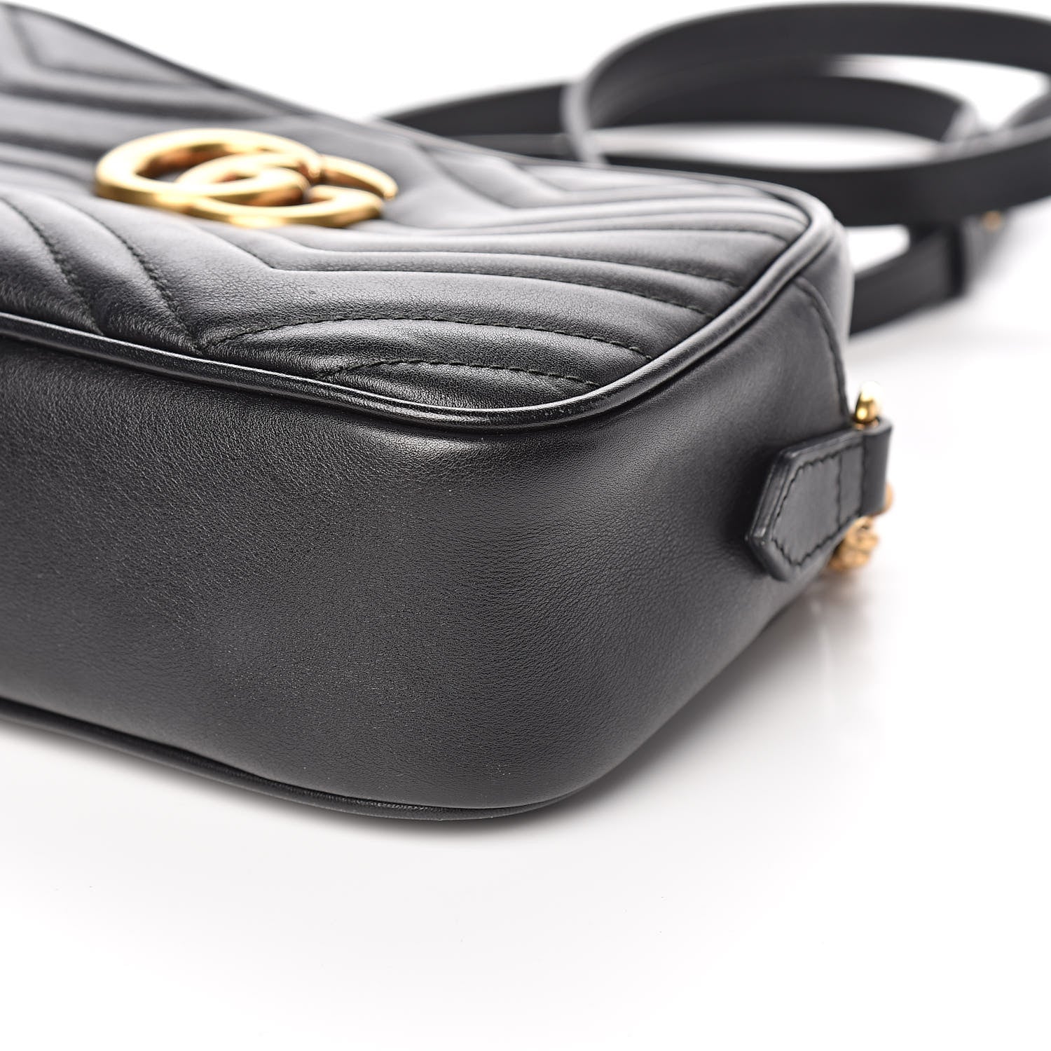 Gucci Calfskin Matelasse Small GG Marmont Chain Shoulder Bag Black 9 of 10