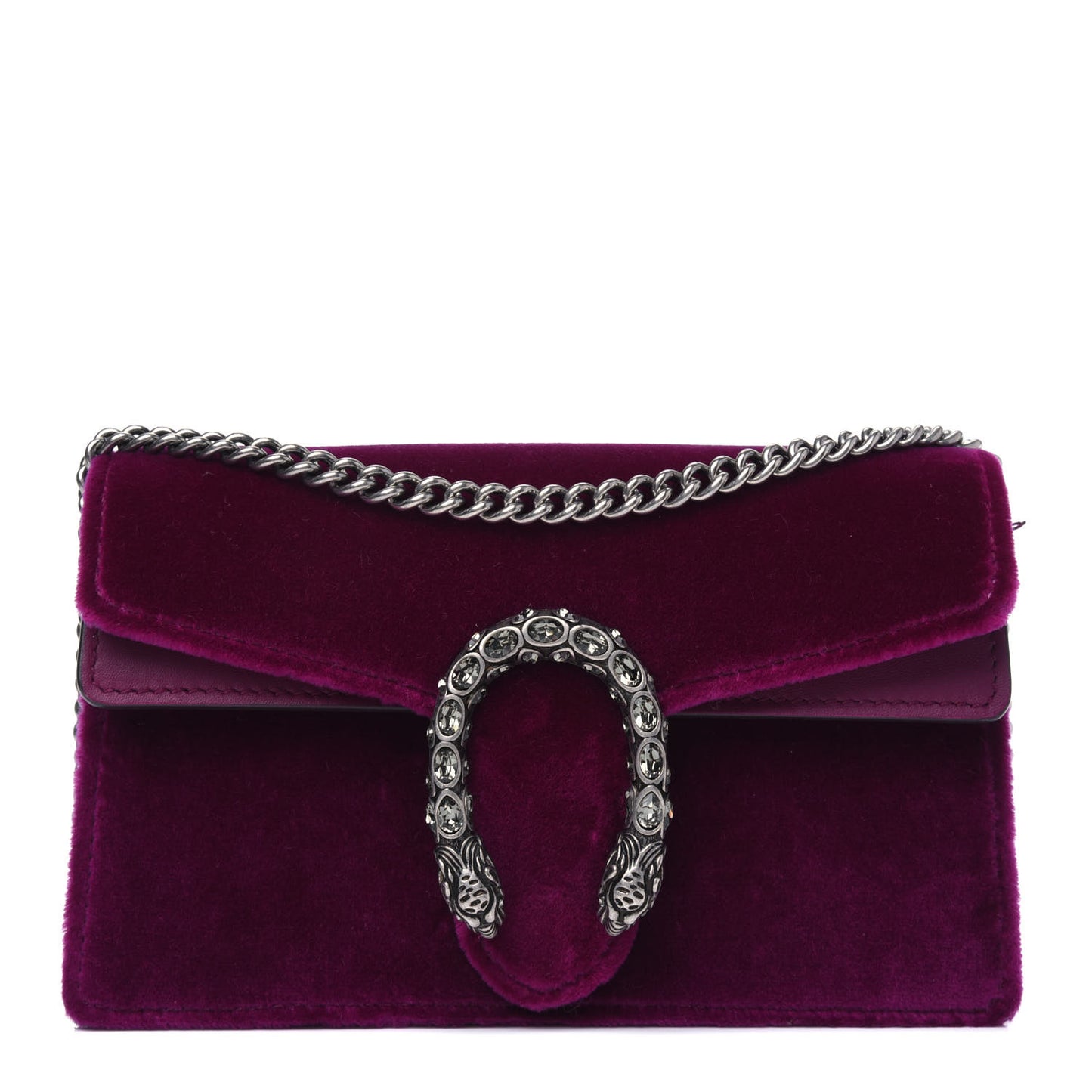 Velvet Super Mini Dionysus Shoulder Bag Fuchsia Violet Cyclamen