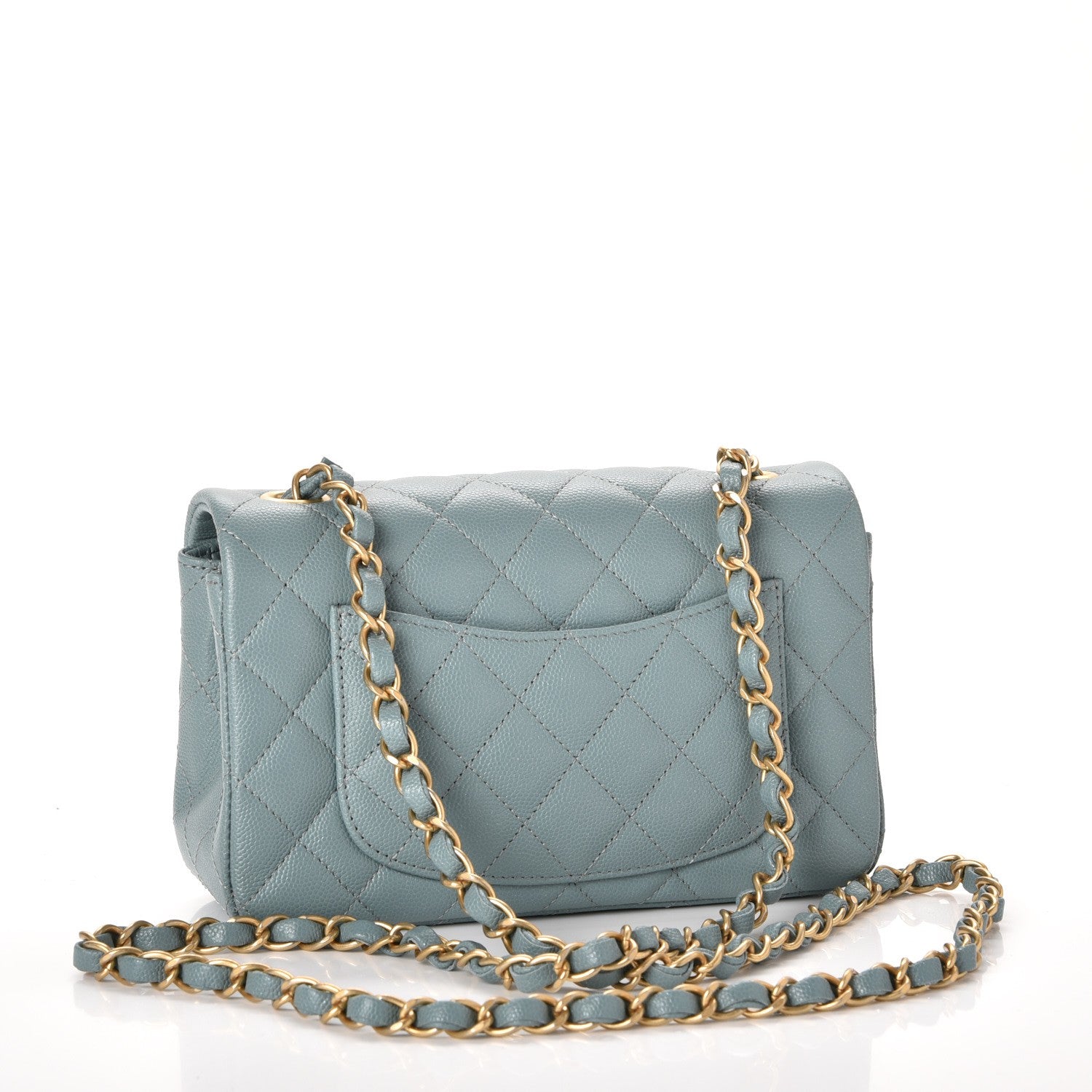 Chanel Iridescent Caviar Quilted Mini Rectangular Flap Light Blue 3 of 8