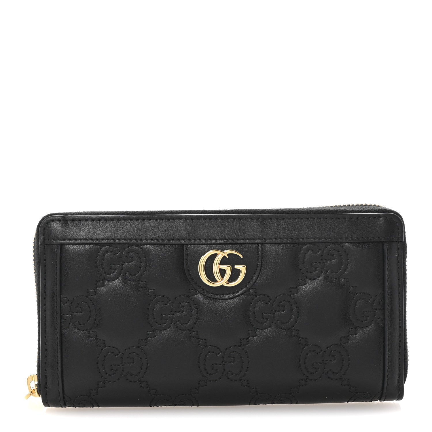 Gucci Calfskin GG Matelasse GG Marmont Zip Around Wallet Black 1 of 7