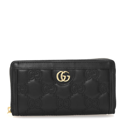 Gucci Calfskin GG Matelasse GG Marmont Zip Around Wallet Black 1 of 7