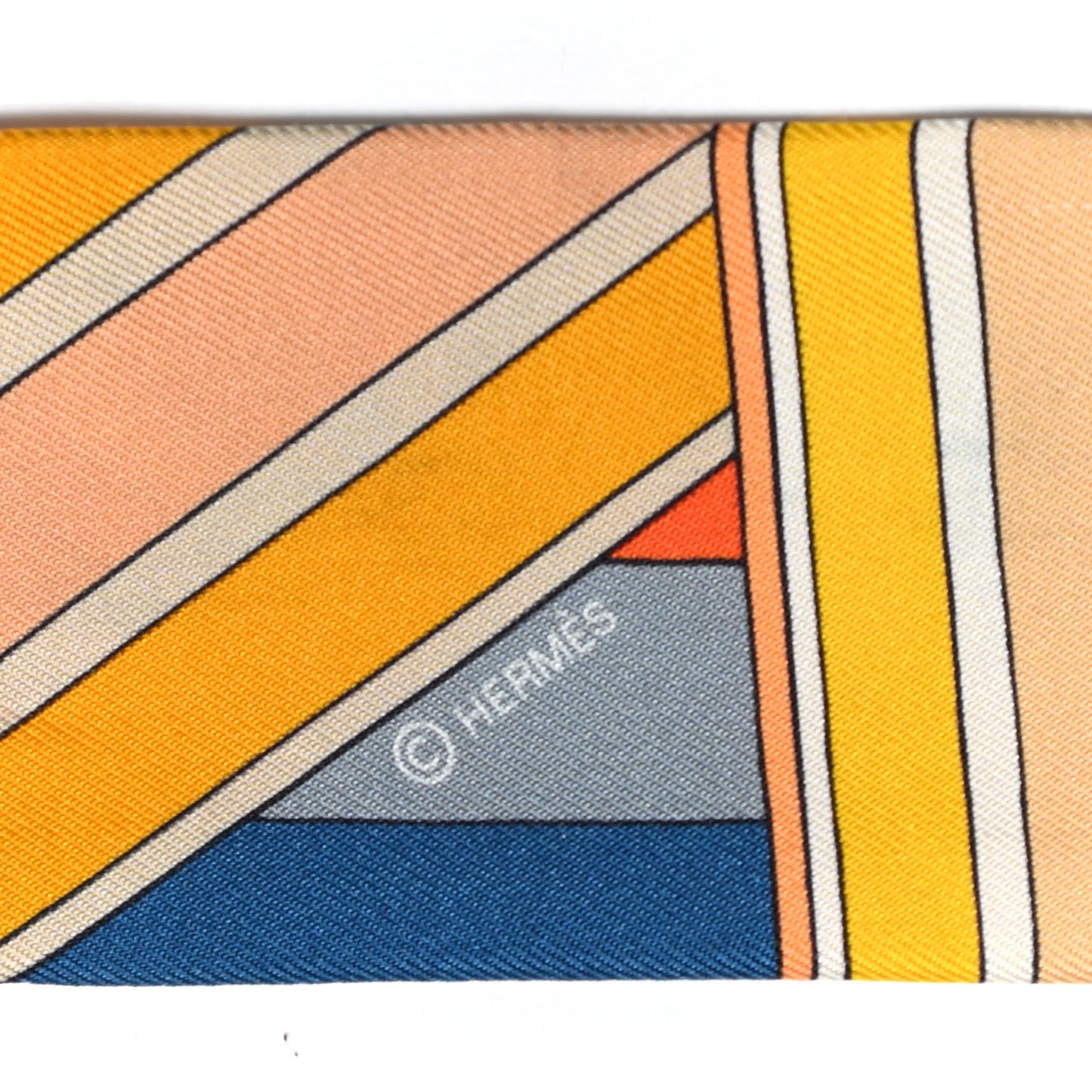 Silk Sangles En Zigzag Twilly Ivory Orange Bleu
