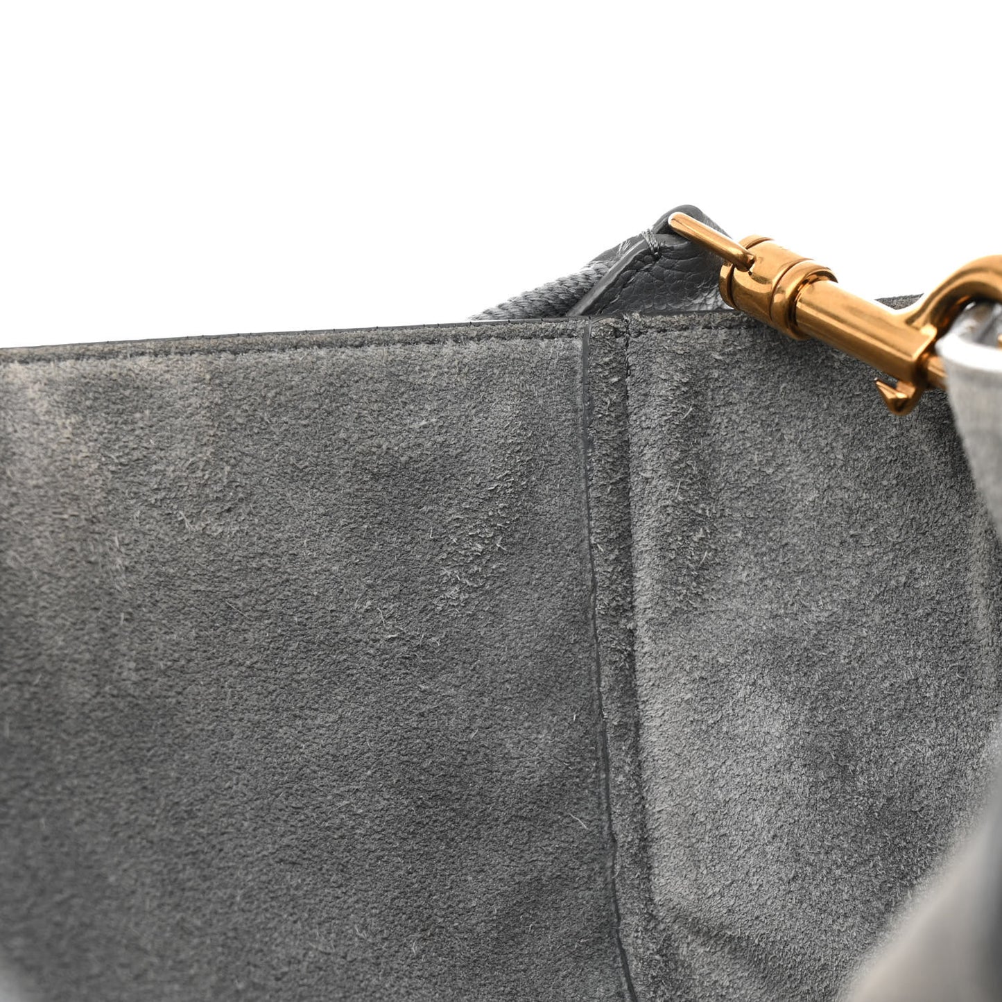 Soft Grained Calfskin Sangle Bucket Bag Grey
